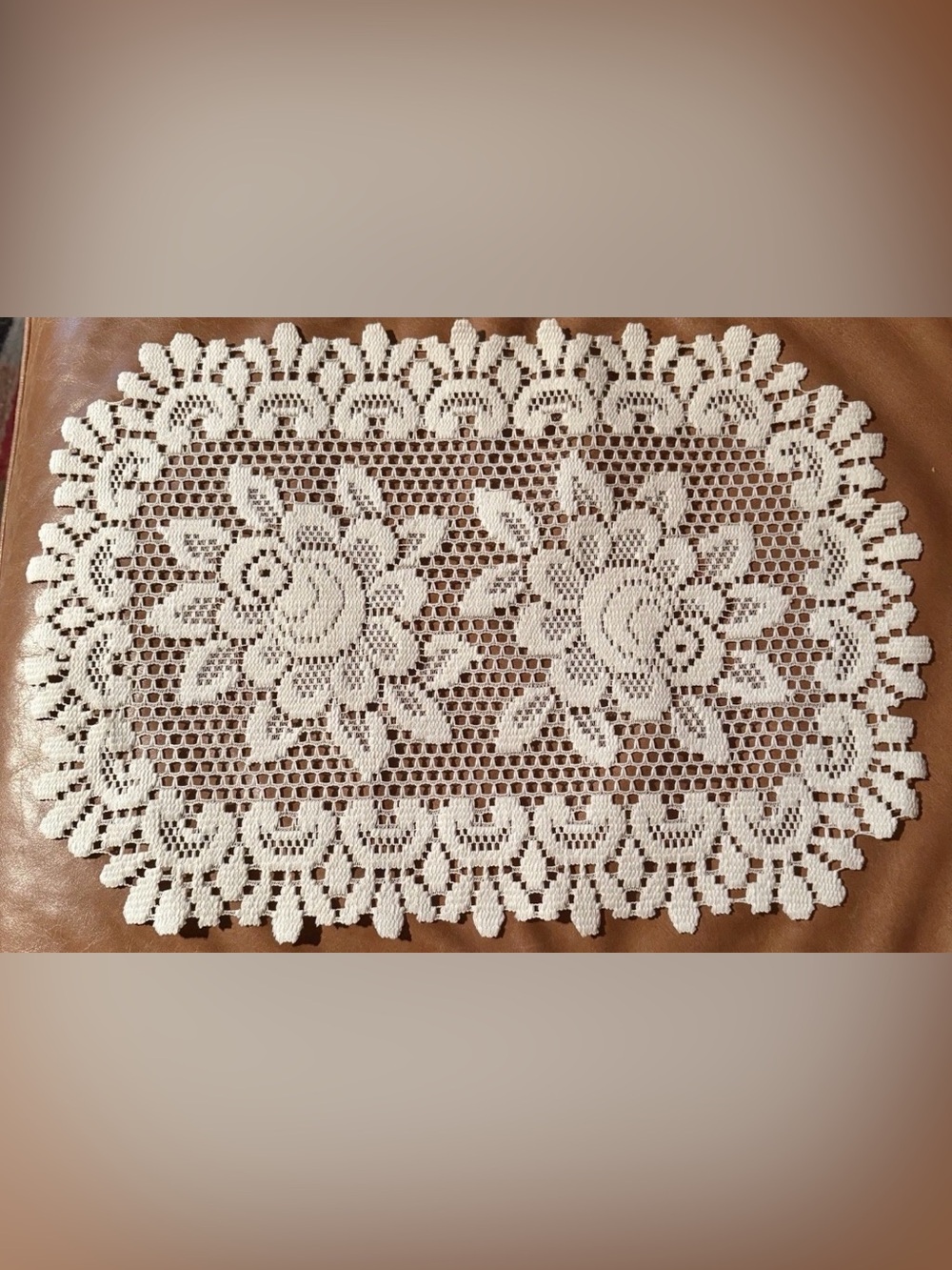 New Elegant Vtg White Cotton Crochet Lace Doily, 18” x 12".  6 sold separately